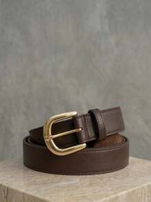 Women's Belt Set With GABI Gold Metallic Buckle In Minimalist Faux Leather - Kit 4 Belts - View 3