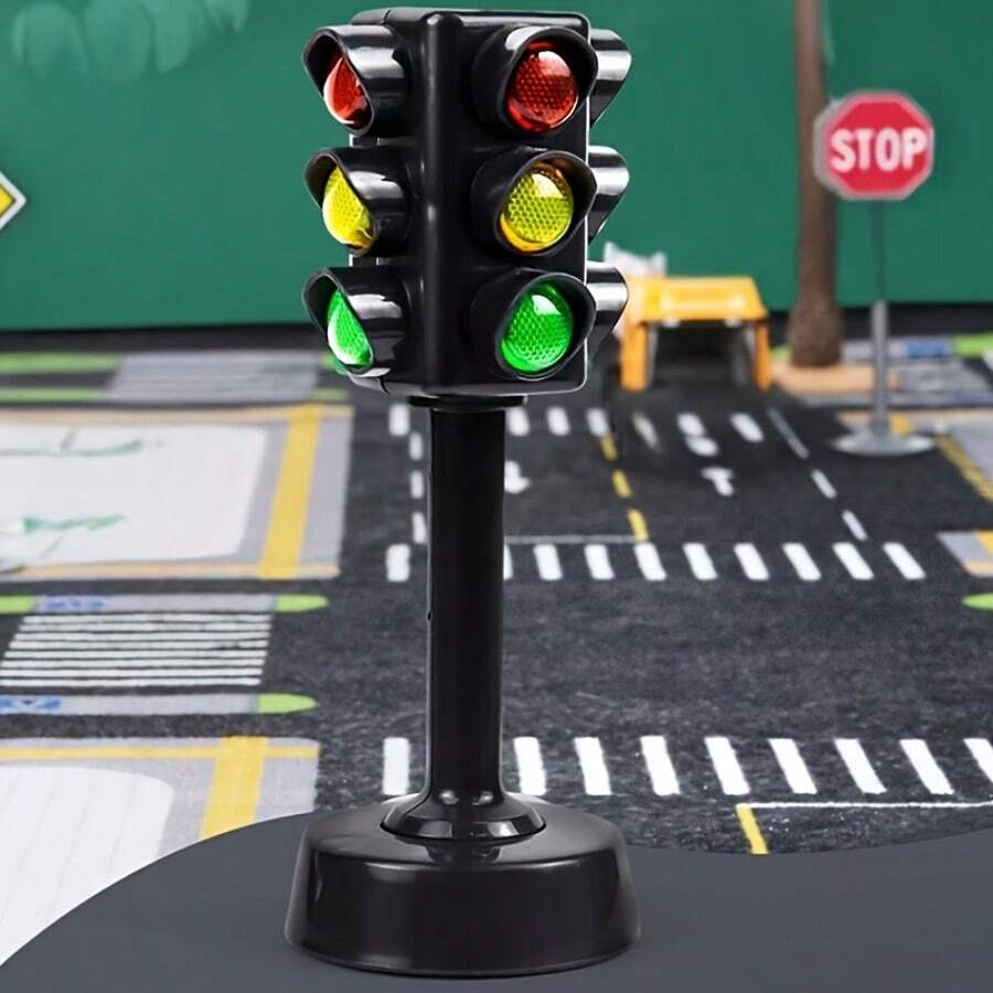 Traffic Light Toy Model, Scene Simulation, Simulated Traffic Light Road Sign Toys On Both Sides, Interactive Pedestrian Crossing Signal Light Road Sign Model, Creative And Novel Road Safety Awareness Toy, No Electricity Required, Construction Themed Party, Desktop Toy, New Year Gift