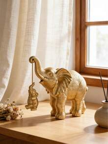 Estatua de elefante de buen augurio - Elegante estilo dorado/plateado, escultura de resina con decoración dorada/plateada, decoración de arte moderno adecuada para estantería, sala de estar, oficina y cafetería; decoración del hogar exquisita; decoración del hogar simbólica para mejorar el ambiente interior. Regalo de vacaciones - Multicolor 3 - Ver 5