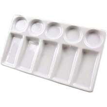 Bandeja para paleta de acuarela 10 pozos rectangular color blanco cerámica paleta de pintura de porcelana acuarela para acuarela pintura al óleo acrílica - Blanco - Ver 8