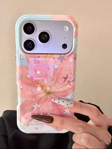 Ốp lưng điện thoại họa tiết hoa ly hồng tối giản phong cách Hàn Quốc mùa xuân/hè dành cho iPhone 17 Pro, 16 Pro Max, 14, 15, chống rơi vỡ, quà tặng mùa xuân. - Hồng - Xem 3