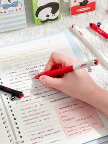 4支可爱卡通动物伸缩式中性笔，可爱小狗小猫图案，ST笔尖，0.5mm黑色墨水，书写流畅，速干，可替换笔芯，趣味学习用品，儿童礼物 - 凝膠筆 - 查看 3