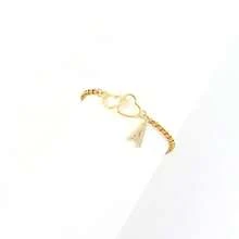 1 chiếc vòng chân thời trang mới hình trái tim, chữ cái, bằng thép không gỉ mạ vàng dành cho nữ - Vàng - Xem 3