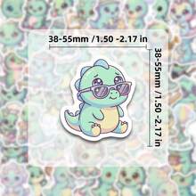 50 Peças Adesivos Fofos de Dinossauro Kawaii, Adesivos Decorativos Impermeáveis de Vinil para Garrafas de Água, Laptops, Capas de Celular, Skates, Diários, Álbuns de Recortes, Papelaria, Decalques de Dinossauro para Adolescentes, Adultos, Artesanato DIY, Adesivos Decorativos para Personalizar Itens Diários, Designs Divertidos de Criaturas Pré-Históricas para Expressão Pessoal e Projetos Criativos - A - Visão 2