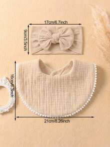8 piezas Conjunto de baberos y gorros de algodón gasa de color caramelo, adecuado para uso diario en primavera y verano, accesorios para bebé - Multicolor - Ver 2