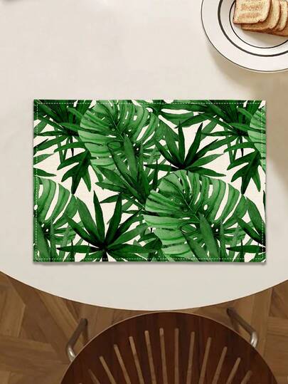 1/2/4/6/8pcs Digital Printed Placemats, Tropical Leaf Series Palm Leaf Pattern Printed Placemats, Suitable For Daily, Holiday, Party, Birthday, Wedding, Dinner, Kitchen, Dining Room And Other Home Decor