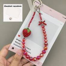 1 Set Crystal Strawberry Crossbody Phone Chain, Rhinestone Beaded Short Hanging Chain, Alloy Bow Phone Case Chain - Multicolor - View 8