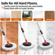 Mop Set With Bucket, Including A 360° Rotating Mop Head, Three Microfiber Mop Heads, And A Two-Section Adjustable Mop Handle For High Cleaning Efficiency. Single-Basin Rotating System Suitable For Hot Floors; Stainless Steel Mop. - TB02 - 查看 7