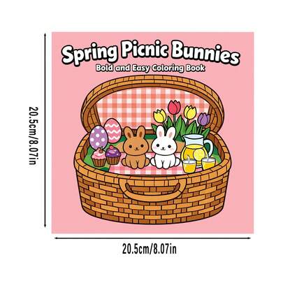 这本涂色书包含22张关于春季野餐和复活节的涂色页，简单易学，是节日礼物的理想之选。