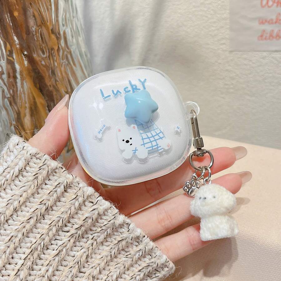 Cute Star Dog Charm Suitable For Buds 6 Play/Buds 6 Pro/8lite New Earphone Case, Buds 5/6s Earphone Case, Buds 6 Active/8pro New Bluetooth Earphone Case, Creative Transparent Soft Case For 6/7s/6 Lite - Star Puppy - View 1