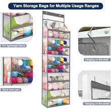 Hanging Yarn Storage Organizer,Large Capacity Yarn Storage Bag With 5 Yarn Balls Storage Pockets & 3 Top Crochet/Knitting Needles Pockets,Transparent Door Hanging Knitting Organizer Storage - Clear - View 10