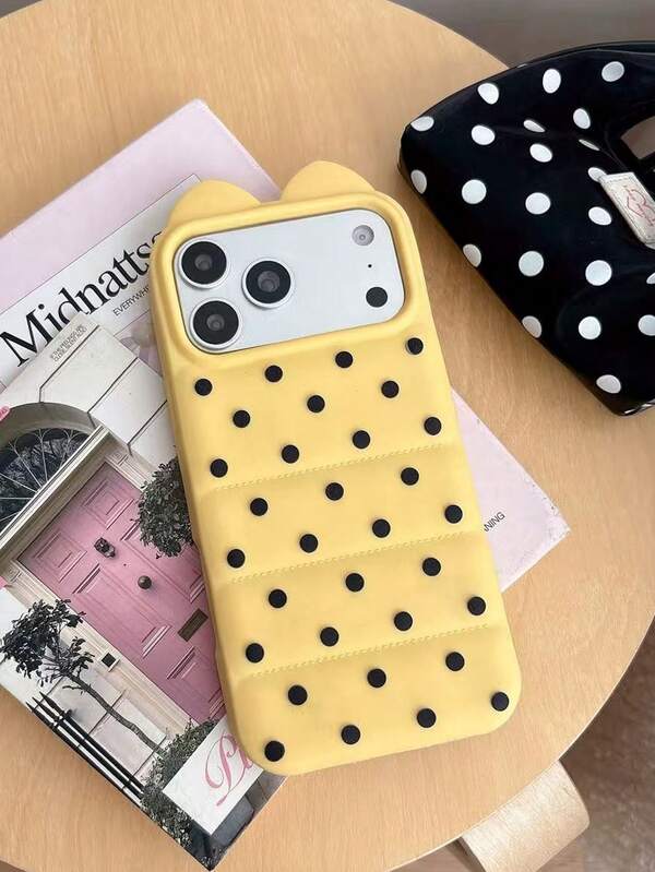 1 PC, Solid Cartoon For Full Screen Point Cat Ears For Iphone17 / Iphone17promax/Iphone16 Pro Max/Iphone15 Pro/Iphone14 Iphone13/12/11, Suitable For Family/Friends/Sister/Girlfriend On Valentine's Day Gift/Birthday Present/Gift/Its Day Mother's Day