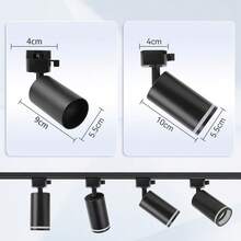 Conjunto de luminária de teto com trilho, lâmpada GU10, embutida, em alumínio preto + PC, AC85-265V, giratória 180°, preto/branco, com trilho (inclui trilho e acessórios de conexão), ideal para quarto/escritório/sala de estar/closet/vitrine/showroom/loja/galeria/corredor/sala de jantar/loja de roupas/bar. - Preto - Ver 7