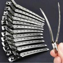 1.8 Inch Matte Silver Single-Tooth Hair Clip, Professional Styling Alligator Clip - Large Hairpin 9CM - View 1