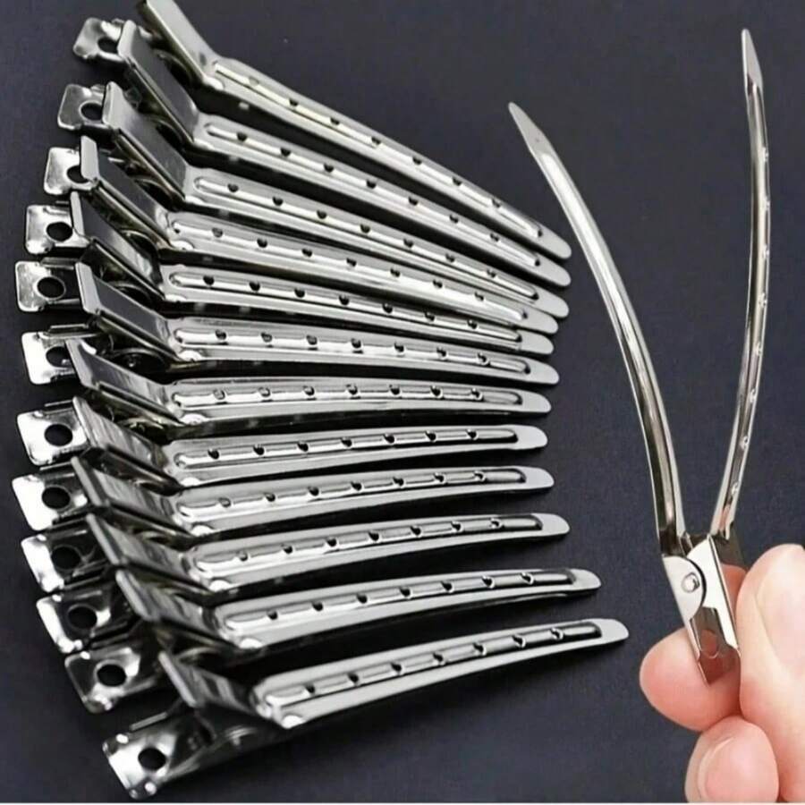 1.8 Inch Matte Silver Single-Tooth Hair Clip, Professional Styling Alligator Clip - Large Hairpin 9CM - View 1