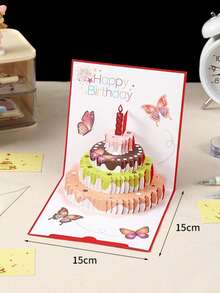 1pc 3D Paper Cake Greeting Card, Highly Atmospheric - Sets - View 9