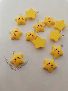 3/5/7/10个可爱星星吊坠，黄色树脂材质，适合DIY珠宝制作，如项链、手链、钥匙扣及其他手工艺品。 - 彩色 - 查看 5