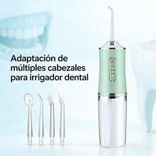 Irrigador bucal eléctrico, diseño inalámbrico, 3 modos, 4 boquillas, limpia los dientes, portátil, recargable, práctico para enjuagar las amígdalas, ideal para viajar, un regalo de cumpleaños estupendo. - Blanco - Ver 5