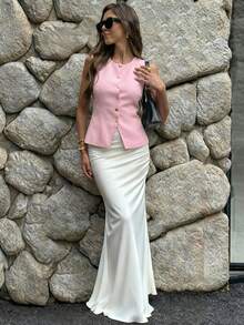 Women's Spring/Summer New Minimalist Chic Vacation & Urban Stylish Cardigan Knit Top - Cloud Powder - View 4