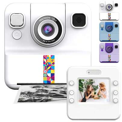 Instant Print Camera,48MP FHD 1080P Point And Shoot Cameras With Flash,Portable Toy With 1 Roll Of Printing Paper,Digital Camera With Games, Filters, Music,180 ° Degree Rotation Lens,8X Zoom Video Selfie Digital Camera,Christmas Birthday Gifts For Girls Boys