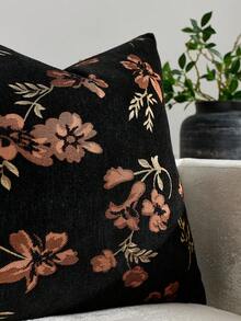 1pc Black (No Insert) Floral Pattern Throw Pillow Cover, Modern Fashion Luxury Comfortable Soft Jacquard Cushion Case, Suitable For Daily Home, Sofa, Bed, Bedroom, Living Room, Cafe, Exhibition Hall, Decorative Pillow Cover, Daily Holiday Party Decoration, Spring Summer Autumn Winter, All Season - Black - View 4