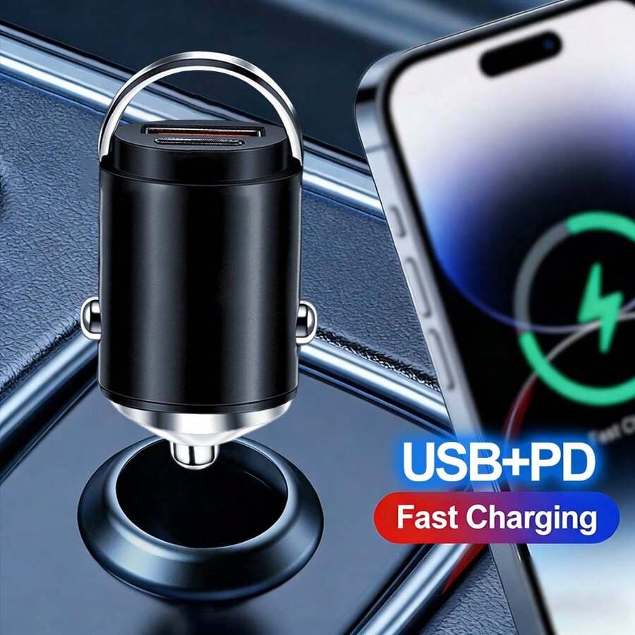 [XJDR] 52W USB+PD 双口车载充电器，快充 PD USB 车载手机充电器 Type-C 适配器，兼容 17/16/15/14 系列，超级车载充电器 - 均碼 - 查看 1