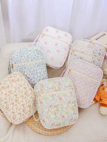 1pc Large Kids Book Protector, Kids School Supplies Case, Bible Book Protector, Quilted Bible Bag, Spacious Portable Dustproof Book Cover, Floral Pattern Bible Organizer Bag (Quilted Organizer With Handle), Book Protector, Home Organizer With Zipper Bag And Handle, Bible Study Supplies, Teacher Gift, Back-To-School Gift, Cute Birthday Gift For Girls - Multicolor - View 3