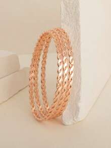 3 piezas Pulseras apilables de metal exquisitas, brillantes, lujosas y sofisticadas - Multicolor - Ver 7