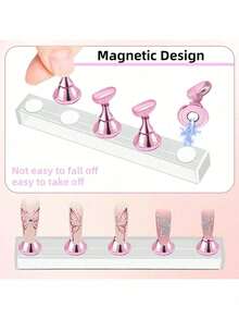 2 Bộ (Tổng cộng 12 món) - Khay vẽ móng, Bộ giá đỡ vẽ móng (Chỉ có đế), Giá đỡ dập móng, Khay tập vẽ móng tay, Giá đỡ vẽ móng đã phủ sẵn, Kệ trưng bày móng, Bộ dụng cụ làm móng tại nhà dành cho người mới bắt đầu (Màu hồng) - nhiều màu - Xem 6