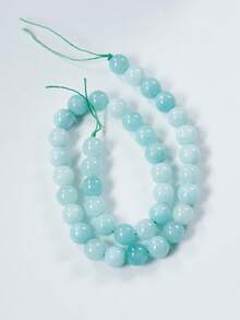 1串亚马逊石光滑圆珠，亚马逊石英散珠，天然薄荷蓝宝石圆珠，适用于DIY珠宝制作手链项链，尺寸6毫米、8毫米、10毫米 - 薄荷藍 - 查看 13