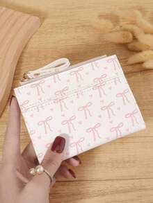 SOUTHLAND&KANGAROO Burgundy Bag Charry Red Bag Wine Red Bag,Letter Detail Fold Over Small Wallet Pocket Wallet Small Purse Bifold Slim Women Wallet Lightweight Portable Credit Card Key Case Short Wallet Cute Modern Fashion - 白色 - 查看 9