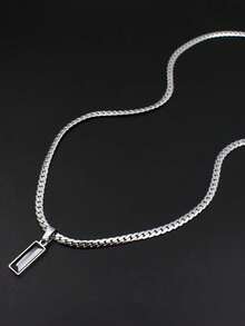 黑色浮雕吊坠项链，简约嘻哈男士项链 - 彩色 - 查看 2