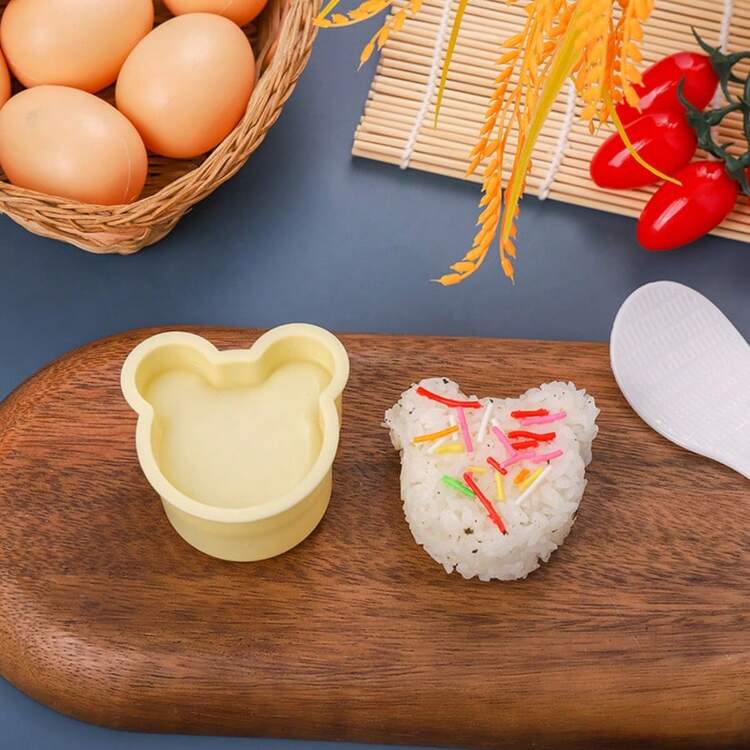 Khuôn làm cơm nắm màu vàng, khuôn làm cơm sushi hình tam giác, khuôn làm sushi hình hoạt hình có thể tái sử dụng. - Xem 13