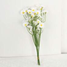 1束6支白色雏菊，人造野花花束，小雏菊，婚礼 - 白色 - 查看 5