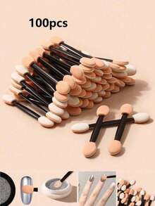 50pcs Double-Ended Sponge Magic Wands Gradient Nail Brushes, Finger Clips, Diamond Brushes, Disposable Double-Headed Eyeshadow Brushes, Eye Makeup Tools, Nail Art Tools - Multicolor - View 10