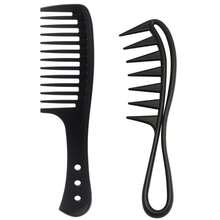2 Pcs Wide Tooth Comb, Large Tooth Curl Comb Shark Teeth Hair Hairstyle Tool For Curly Wet Wavy Thick Hair Wigs Barber Salon, Women Men - Black - View 8