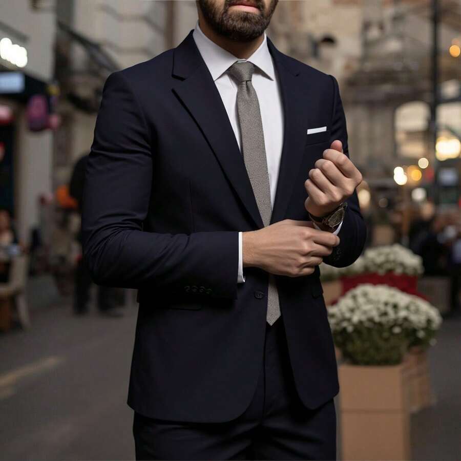 Groomsmen Men's Business Casual Single-Breasted Suit Jacket