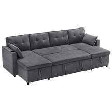 Schlafsofa mit Schlaffunktion, U-förmiges Sofa, Polstersofa, Baumwoll-und Leinenstoffe, mit Getränkehalter, Stauräume, geeignet für Familien, Wohnzimmer usv. Video verfügbar [old sku:N653P9745GG] - Grau - Übersicht 10