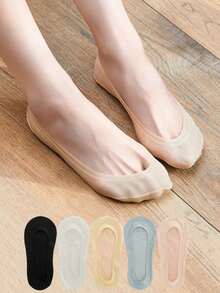 5 Pairs Silicone Non-Slip Invisible Boat Socks, Super Thin Breathable Socks, Smooth Silk-Like Low-Cut Socks For Summer - Multicolor - View 3