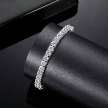 MDFUN Brazalete de tenis con baño de oro blanco de 18K y circonita cúbica, brazalete de eslabones redondos de 4mm CZ, joyería unisex con cierre de resorte - Blanco - Ver 5