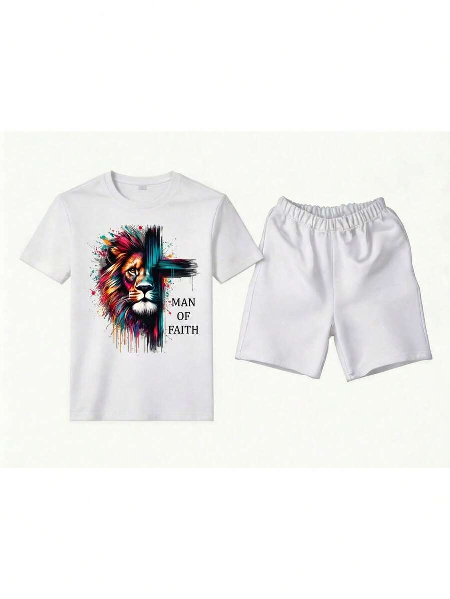 Men T-Shirt Co-Ords - White 1 - View 1