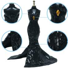 Luxury Handmade Doll Evening Dress, Elegant Black Sequin Maxi Dress With Slit, Matching Accessories Bag, Suitable For 11.5-12 Inch Dolls, Great Gift For Girls And Teens - Black - View 6