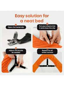 4/8/12 piezas Sujetadores de sábana triangulares, Clips elásticos ajustables para sábanas de sofá/cama, Fijadores de mantel, Clips antideslizantes para sábanas - Sujetadores + Abrazaderas Negras - Ver 8