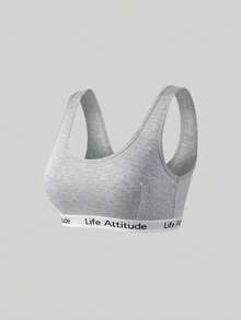 Women's Letter Print Seamless Sports Bra - Grey - View 4