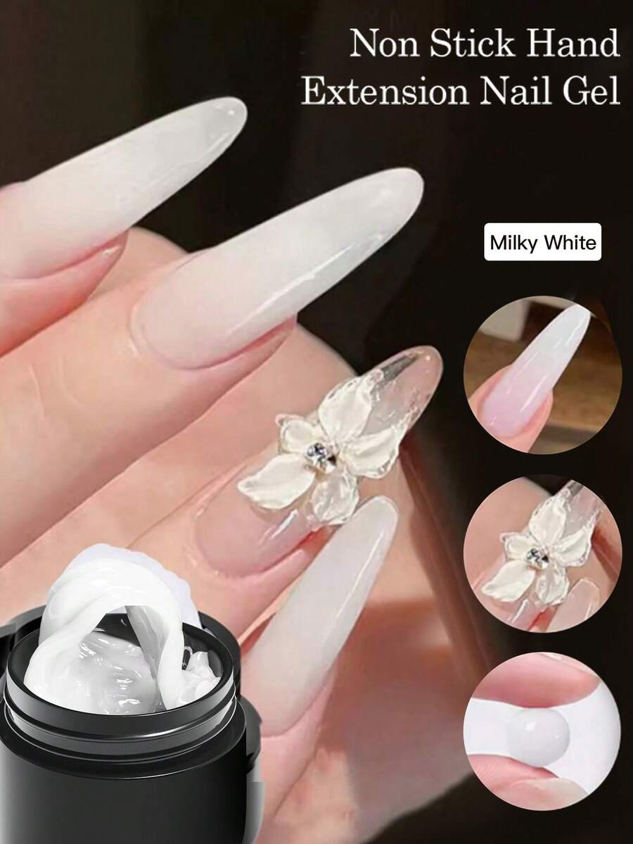 Mtssii 8ml Milky White Non Stick Hand Extension Gel Nail Polish For 3D Shaping Nail Art Solid Clear Milky Jelly Nude PInk Hard Gel For Fake Nail Carving Flower Nail Art Acrylic Gel Varnish Solid Builder Gel Easy To Operate Manicure For Home And Slaon - 白色 - 查看 1