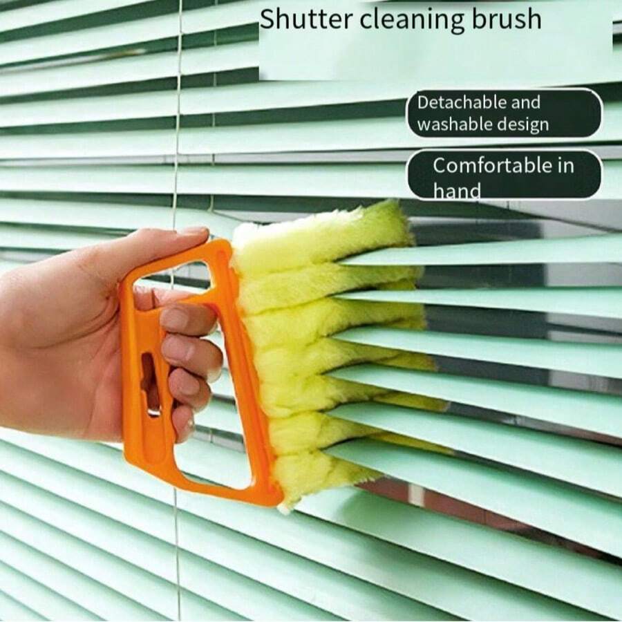 1pc Reusable Window And Blinds Cleaning Brush With Washable Duster Head - Easily Clean Blinds, Vents, Louvers And Tight Spaces, Machine Washable For Home, Bathroom And Kitchen Surfaces - Yellow - 1pc - View 1