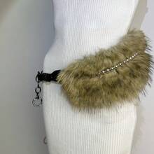 A Rhinestone And Fur Patchwork Belt, Shiny Fur Belt, New Y2K Versatile Pin Buckle Eyelet Spicy Girl Belt - Mẫu 5 - Xem 7
