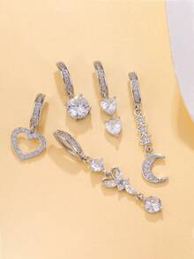 5 chiếc khuyên rốn bằng đồng đính đá Zirconia hình trái tim, bướm, trăng, thích hợp cho nữ đeo hàng ngày. - Bộ 5 món - Xem 2