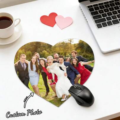 Customized Heart-Shaped Mouse Pad | Customized Photo Collage Mouse Pad | Customized Mouse Pad | Desktop Accessories | Anti-Slip Waterproof Mouse Pad | Newlywed Gift | Office Supplies | Commemorative Gift