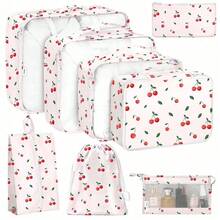 8pcs Travel Packing Cubes,Suitcase Organizer Bags,Large Capacity Zipper Storage Bags,Cosmetics Bag, Clothing Bag,Organize Your Clothing With Ease,For Men And Women,Back To School Supplies,Travel Essentials,Travel Accessories - quả anh đào - Xem 11